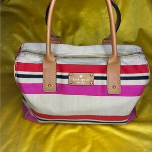 Kate Spade Red and Pink Striped Satchel